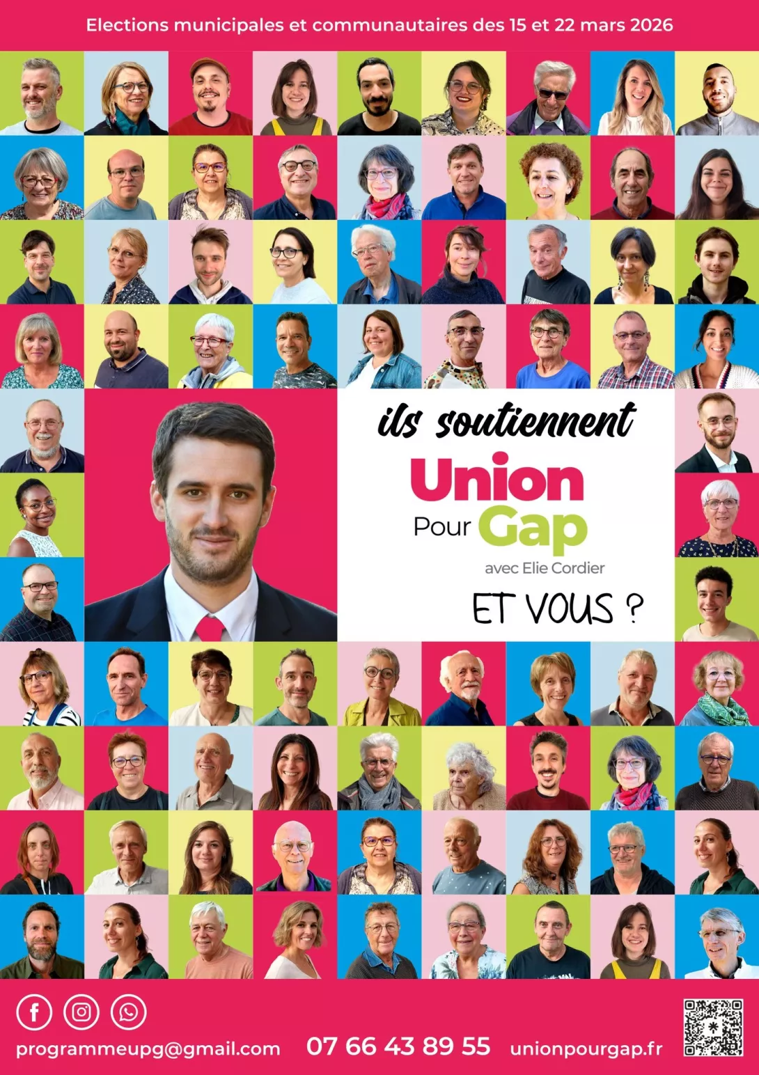 Affiche mosaïque des soutiens d'Union pour Gap